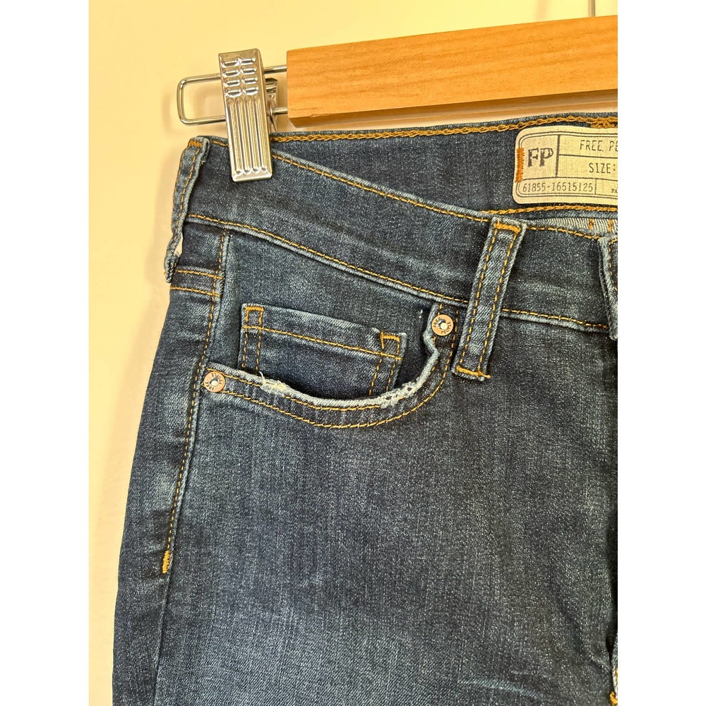 Free People Busted Knee Distressed Straight Leg Jeans - Picture 5 of 10